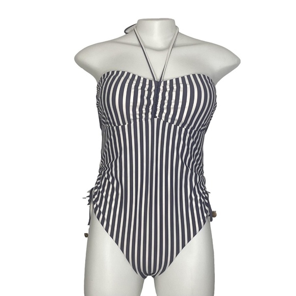 NEW TIGERLILY Devina Ponoma Blue White Striped Nautical One Piece Swimsuit M - Picture 2 of 16